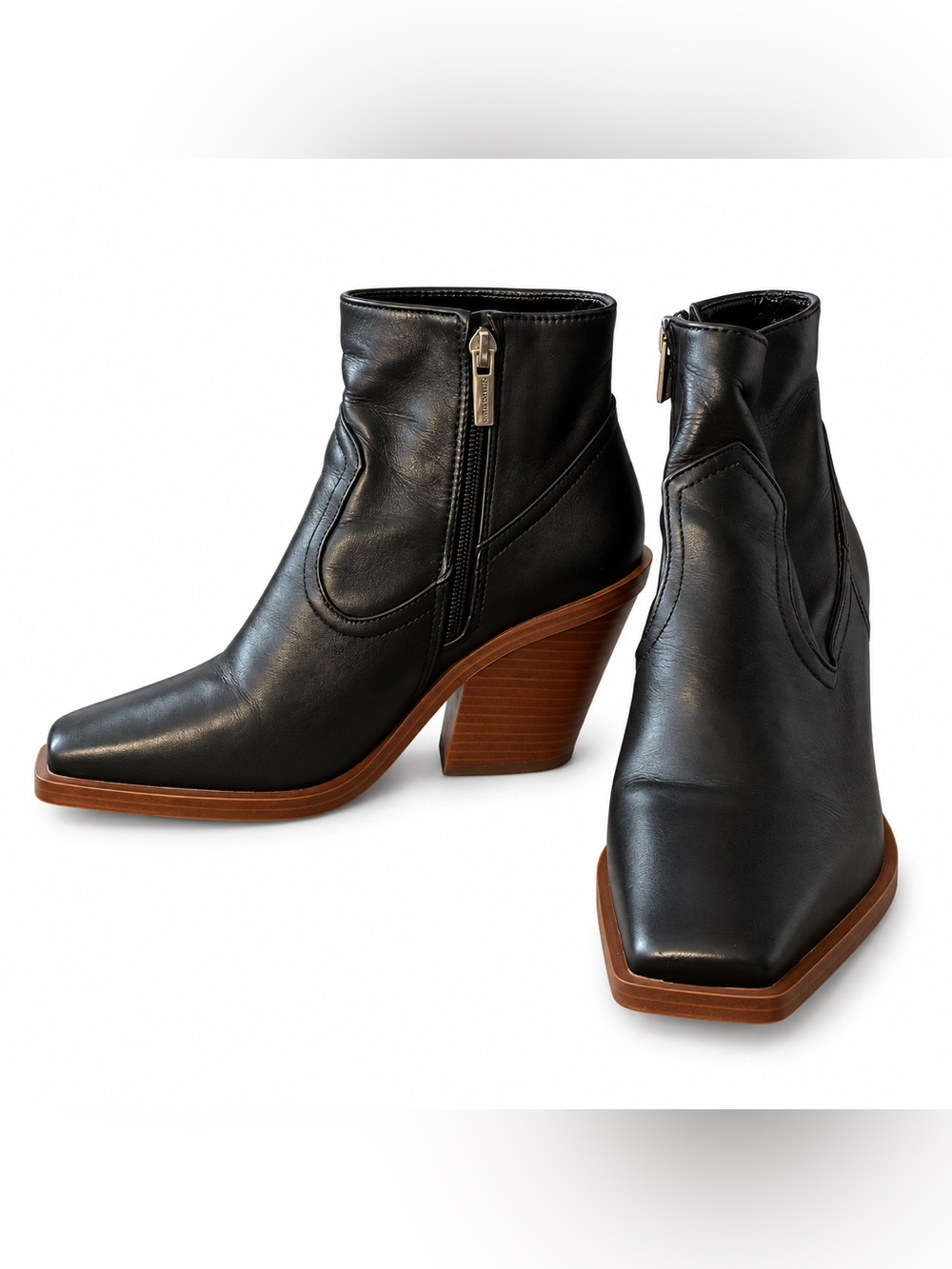 Vince Camuto Aminda Black Leather Square Toe Ankle Boots 7.5